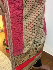 Elegant Pink &amp; Gold Embroidered Kurta