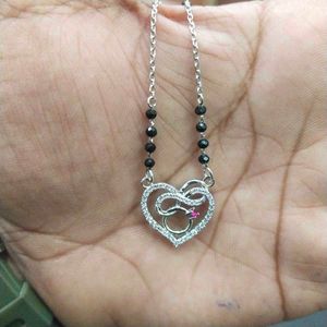 925 Sterling Silver Heart&amp;Infinity Knot Mangalsutr