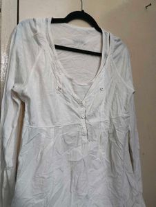 White Button Down Long Sleeve Top