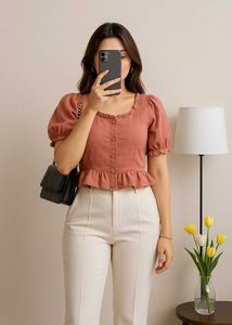 Dusty Rose Ruffle Blouse