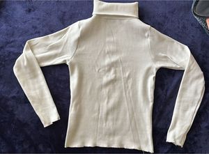 Cream Turtleneck Long Sleeve Top