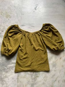 Olive Puff Sleeve Top