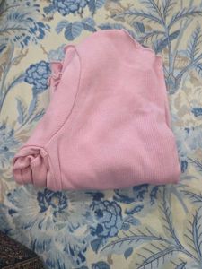 Pink Tie Front Long Sleeve Top