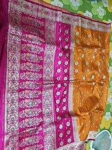 Elegant Pink & Gold Banarasi Saree