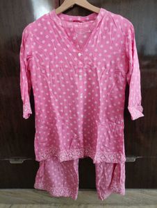 Pink Printed Kurta Set