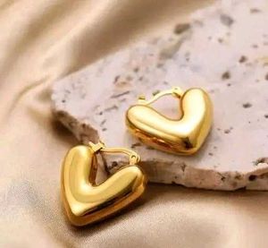 gold plated heart shaped hoops earrings