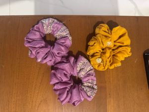 3 Handmade Scrunchie Set  - Bohemian Style