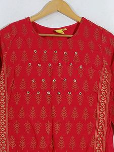 Red Printed Kurta