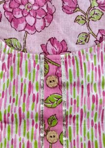 Pink Floral Cotton Kurta Set Not Used