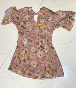 Floral Flutter Sleeve Mini Dress