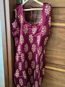Maroon Printed Kurta