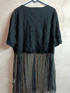 SHEIN Oversized Summer Mesh Long Top Black