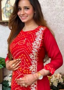 Pink Bandhani Kurta Set available in 3 color