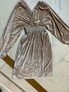 Elegant Golden Velvet Dress