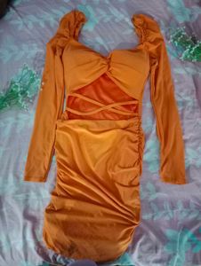 Orange Bodycon Mini Dress