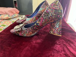 Patterned Heels with Rhinestone Detail
