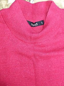 Girl Pink Knit woolen high neck