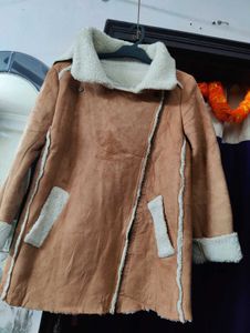 Korean Shearling Trim Faux Suede Jacket