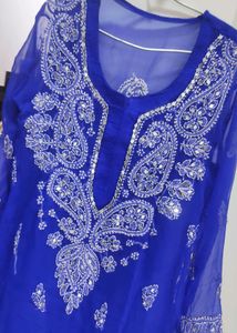 Hand Embroide Chikan Kurti With Peticot