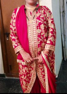 Red & Gold Embroidered Kurta Set