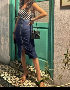 Denim Button Down Skirt