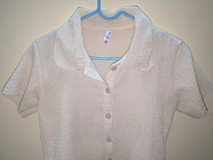 Pale/Butter Yellow Button-Down Top/Shirt