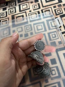 Oxidized Jhumka Earrings