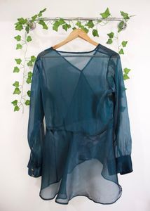 Teal Blue Wrap Peplum Top
