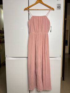 Pink Pleated Midi Dress