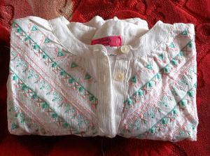 Beautiful  White Embroidery Rayon Top