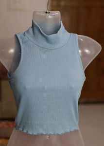 Blue High Neck Top