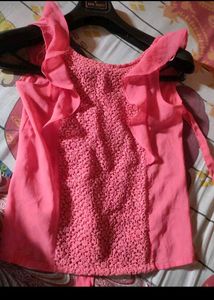2 Tops Golden Tank Top And Pink