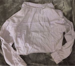 Lilac Cropped Denim Jacket