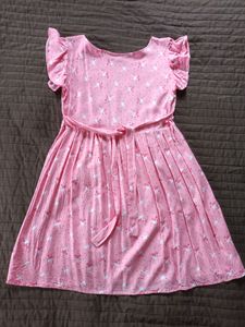Pink Flamingo Dress For 7-8y