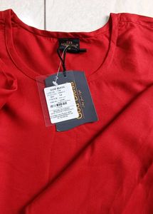 God Bless Casual Solid Women Red Top..