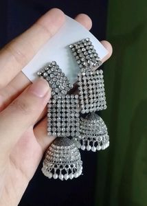 Sparkly Disco Silver Jhumka | One-size |