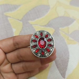 Red  Gemstone and blue diamond ring