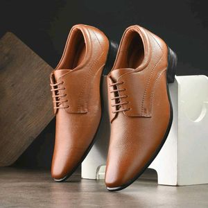 Men’s Genuine Leather Tan Formal Derby Shoes
