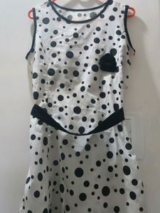 White &amp; Black Polka Dots Dress