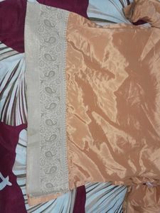Peach Colour Art Silk Kurta Set( Without Duppatta)