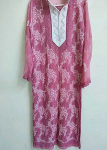 Pink Embroidered Kurti