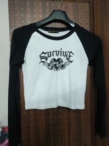 Black &amp; White Long Sleeve Tee