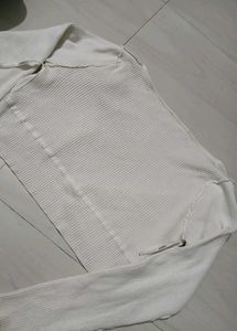 White Knit Tie-Front Cardigan