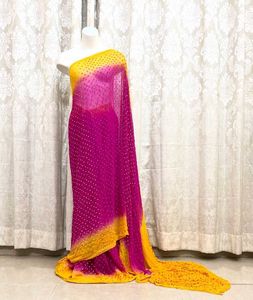 Elegant Pink & Yellow Saree