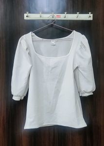 White Puff Sleeve Top