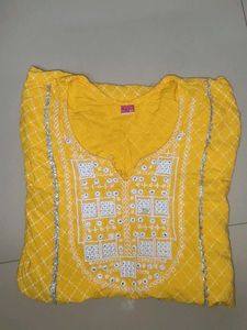 Yellow Embroidered Kurta