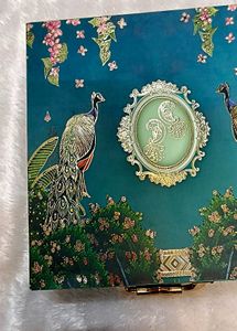 Desi Traditional Peacock Print Suitcase Box
