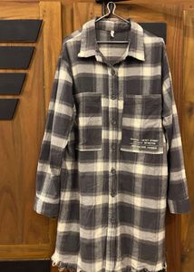 Oversized Plaid Shirt Dress