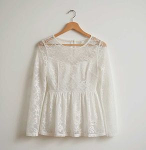White Full Net Top With Inner Attached
