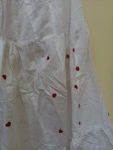 Red Heart White Maxi Skirt